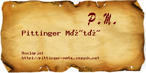 Pittinger Máté névjegykártya